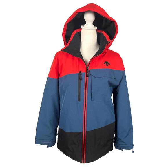 Descente Youth 16 Insulated Ski Jacket Blue Red Black Detachable Hood Womans Sm - Picture 1 of 16